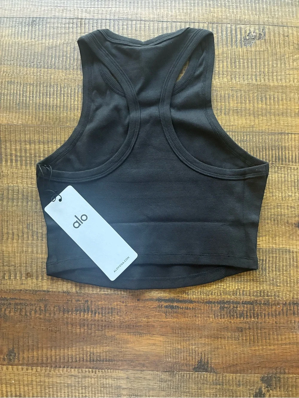 ALO Yoga Black Ribbed Cropped Racer Tank